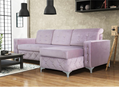 Ecksofa Samt Couch Schlafsofa Luxus Möbel Wohnlandschaft Sofa L-form Polster Neu